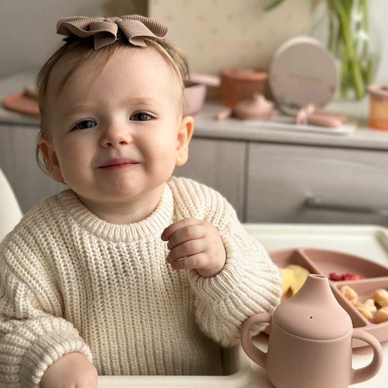 Personalisiertes First Bites Geschenkset (Rosa/Gedämpft)